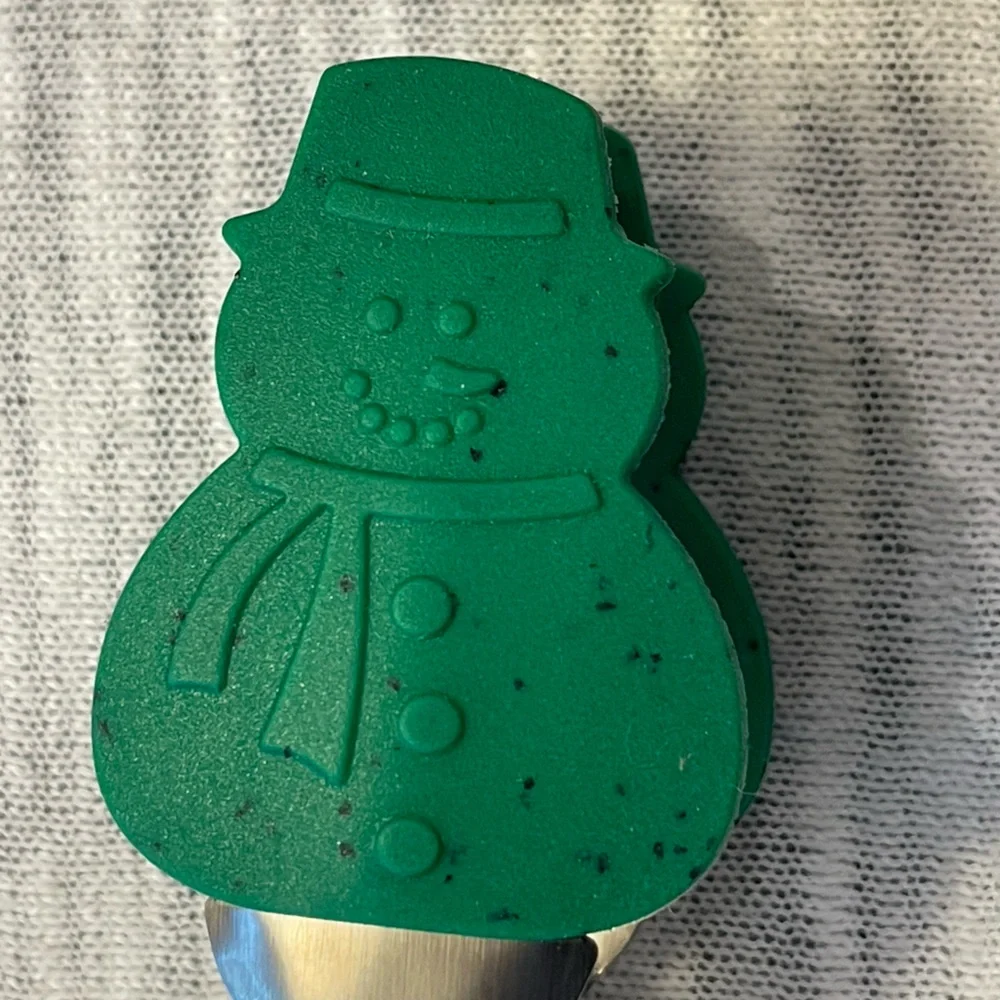 Green Silicone Christmas Snowman Mini Tongs EUC